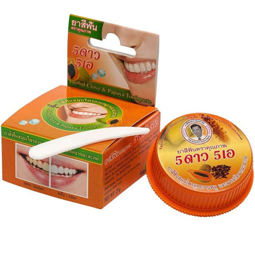 Тайская зубная паста Гвоздика и Папайя (Herbal Clove & Papaya Toothpaste) 25 г, 5Star